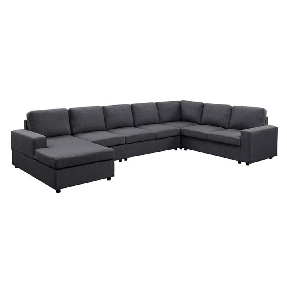 Lilola Home Hayden Modular Sectional Sofa with Reversible Chaise in Dark Gray Linen