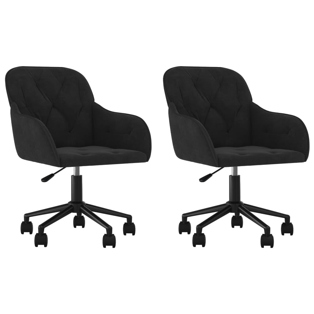 vidaXL Swivel Dining Chairs Set of 2 Black Velvet