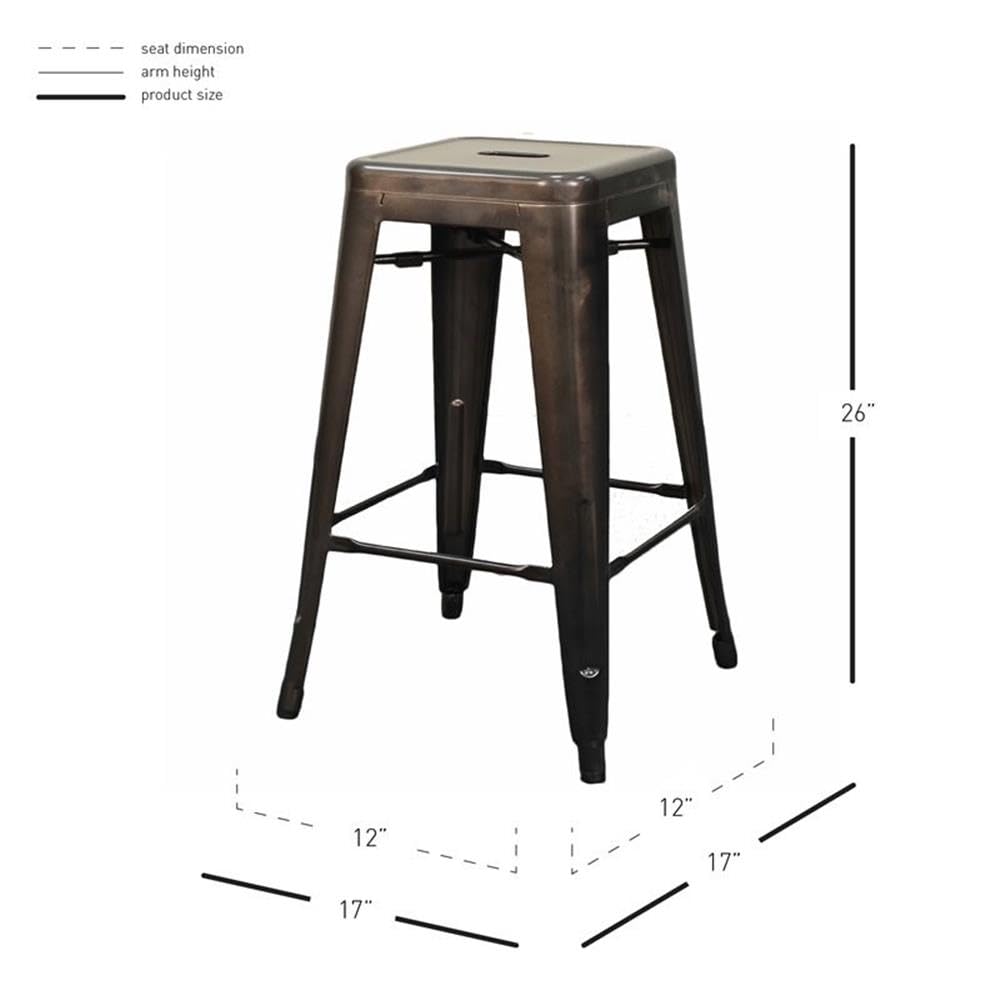 New Pacific Direct Metropolis Metal Backless Counter Stool 26&quot;,Gunmetal Gray,Set Of 4