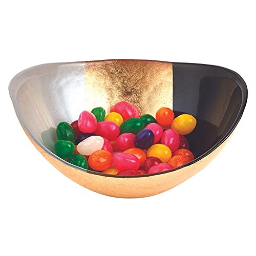 HomeRoots Multi-color Gold Black and White Oval Glass Bowl