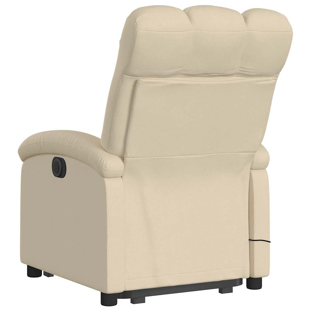 vidaXL Electric Massage Recliner Chair - Power Lift, Vibration Massage, Cream Fabric, Motorized Footrest, Backrest