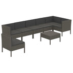 vidaXL 9-Piece Patio Lounge Set with Cushions | Weather-Resistant PE Rattan and Powder-Coated Steel Frame | Gray | Easy Assembly | Suitable for Modern and Farmhouse Decor Styles