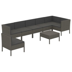 vidaXL 6 Piece Patio Lounge Set with Cushions - Weather-Resistant Poly Rattan Garden Furniture Set with Removable and Washable Cushion Covers in Anthracite Gray.