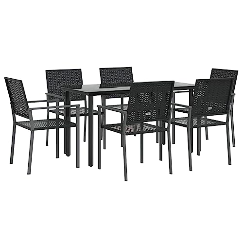 Vidaxl Garden Dining Set 7 Pieces Polyrattan And Steel