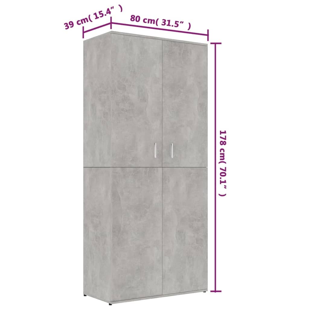 vidaXL Shoe Cabinet, 6-Tier Shoe Organizer with Doors, Hall Cabinet, Hidden Shoe Storage for Entryway Closet Bedroom, Concrete Gray Engineered Wood