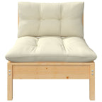 vidaXL Solid Pinewood 2-Seater Patio Sofa with Cream Cushions - Sturdy, Comfortable and Modular Outdoor Garden Lounge Sofa