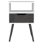 HomeRoots Smoky Oak-White Modern Smokey Oak and White Bedroom Nightstand