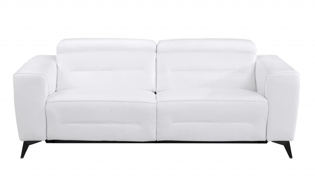 HomeRoots 83&quot; White Italian Leather Reclining Sofa