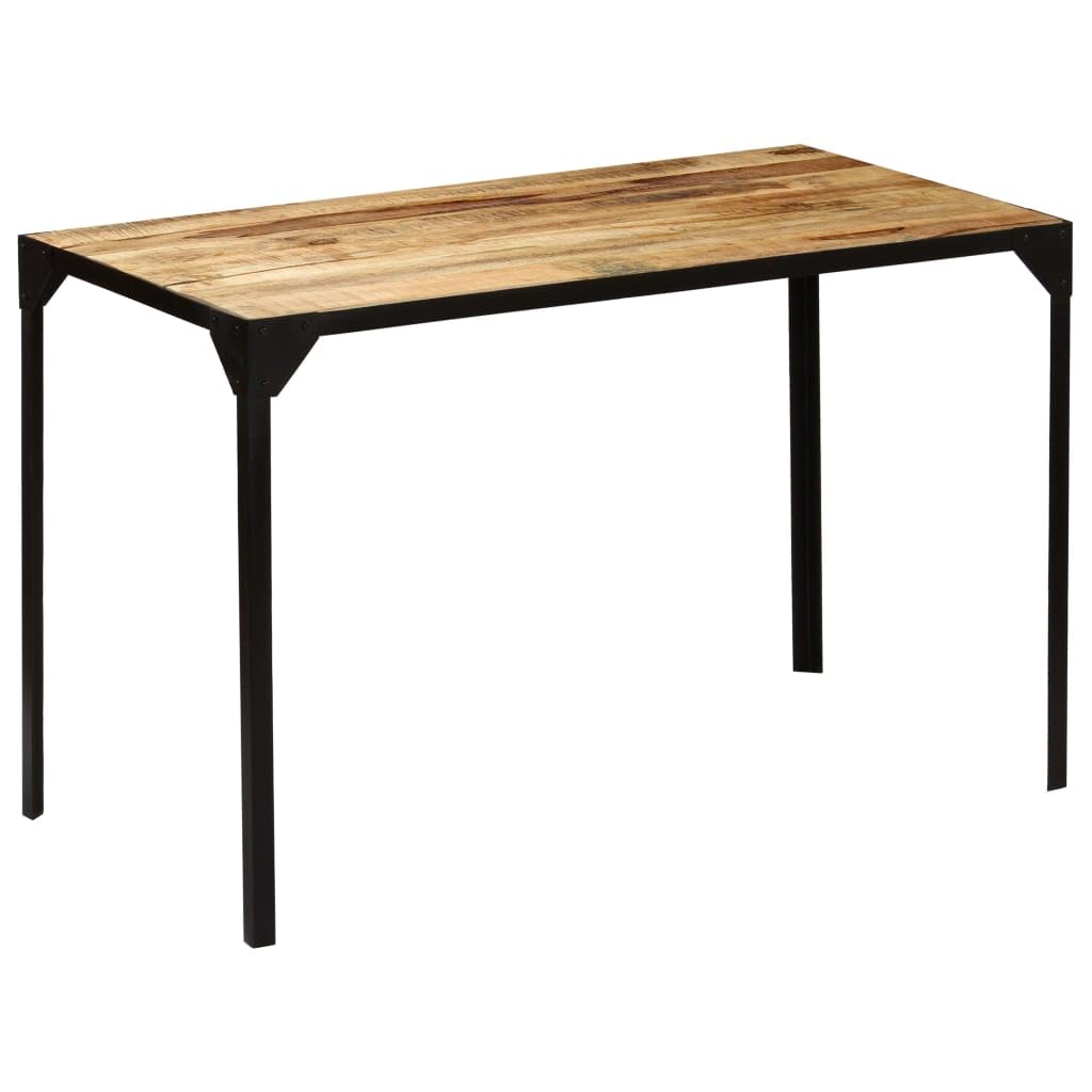 vidaXL Dining Table, Industrial-Style, Versatile Usability as Computer Desk or Writing Desk, Constructed from Durable Solid Rough Mango Wood and Steel, Easy Assembly, Handcrafted Design, Unique Co...