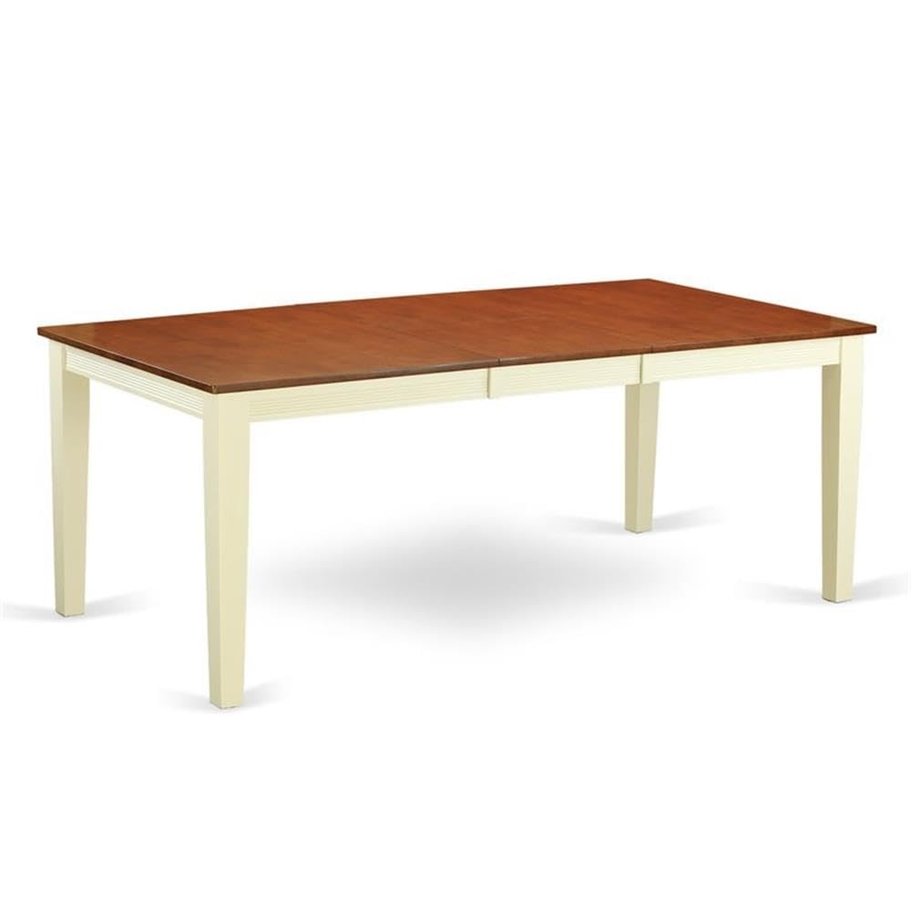 East West Furniture QUAV9-WHI-W 9 Piece Modern Dining Table Set Includes a Rectangle Wooden Table with Butterfly Leaf and 8 Dining Room Chairs, 40x78 Inch, Buttermilk & Cherry