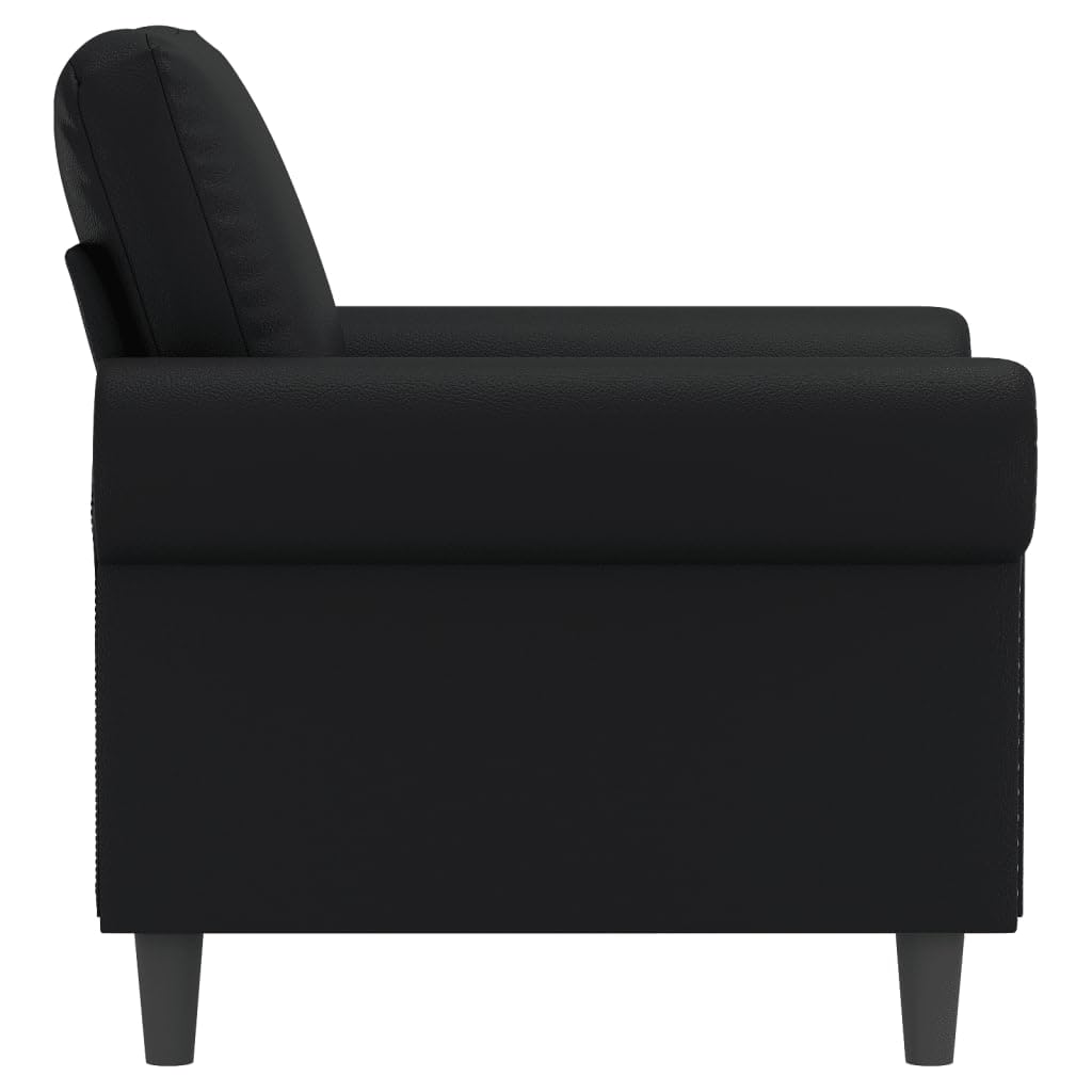 vidaXL Sofa Chair in Black Faux Leather - Durable, Comfortable Seating, Ideal for Chatting, Reading, TV Watching, Relaxing - Perfect for Lounge, Living Room or Office