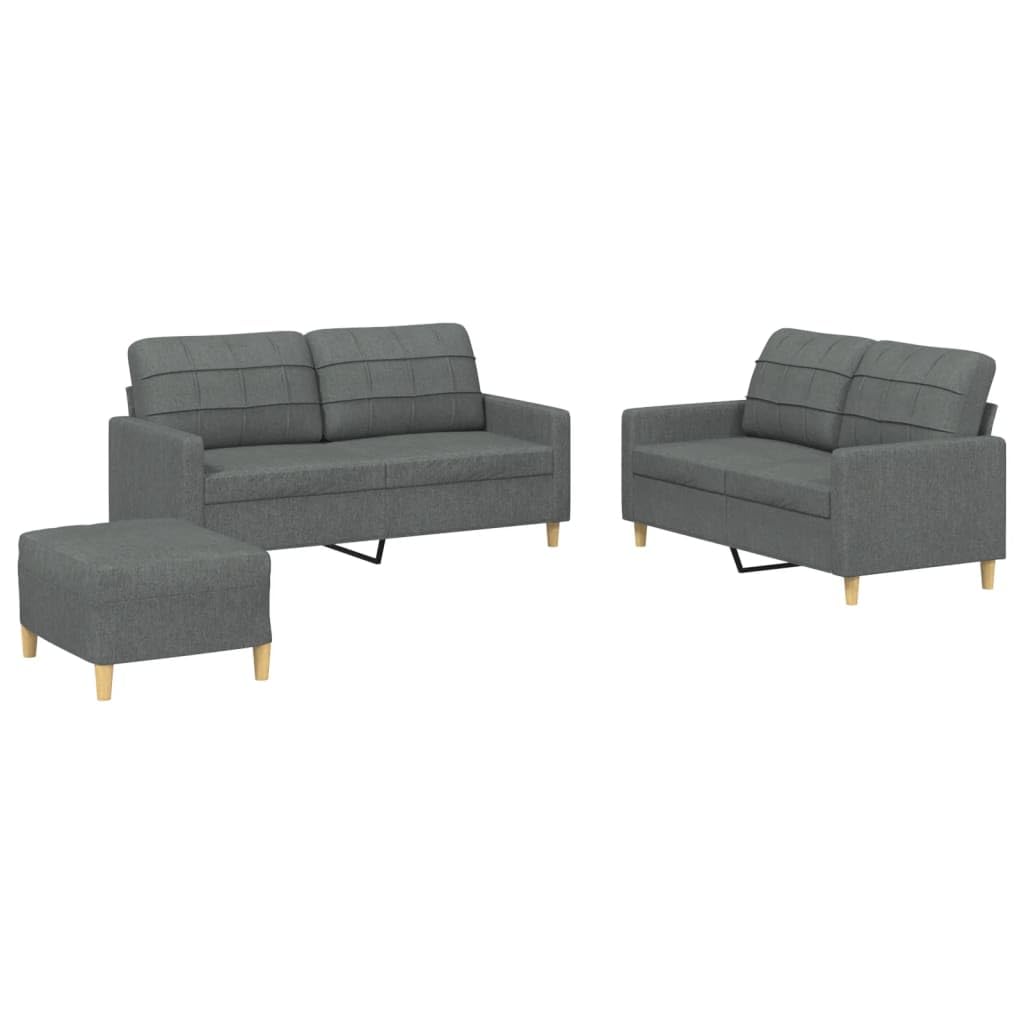 vidaXL 2-Piece Sofa Set with Cushions, Cozy Living Room Seating in Dark Gray, Breathable Fabric Upholstery with Durable Frame, Modern Design for Indoor Use