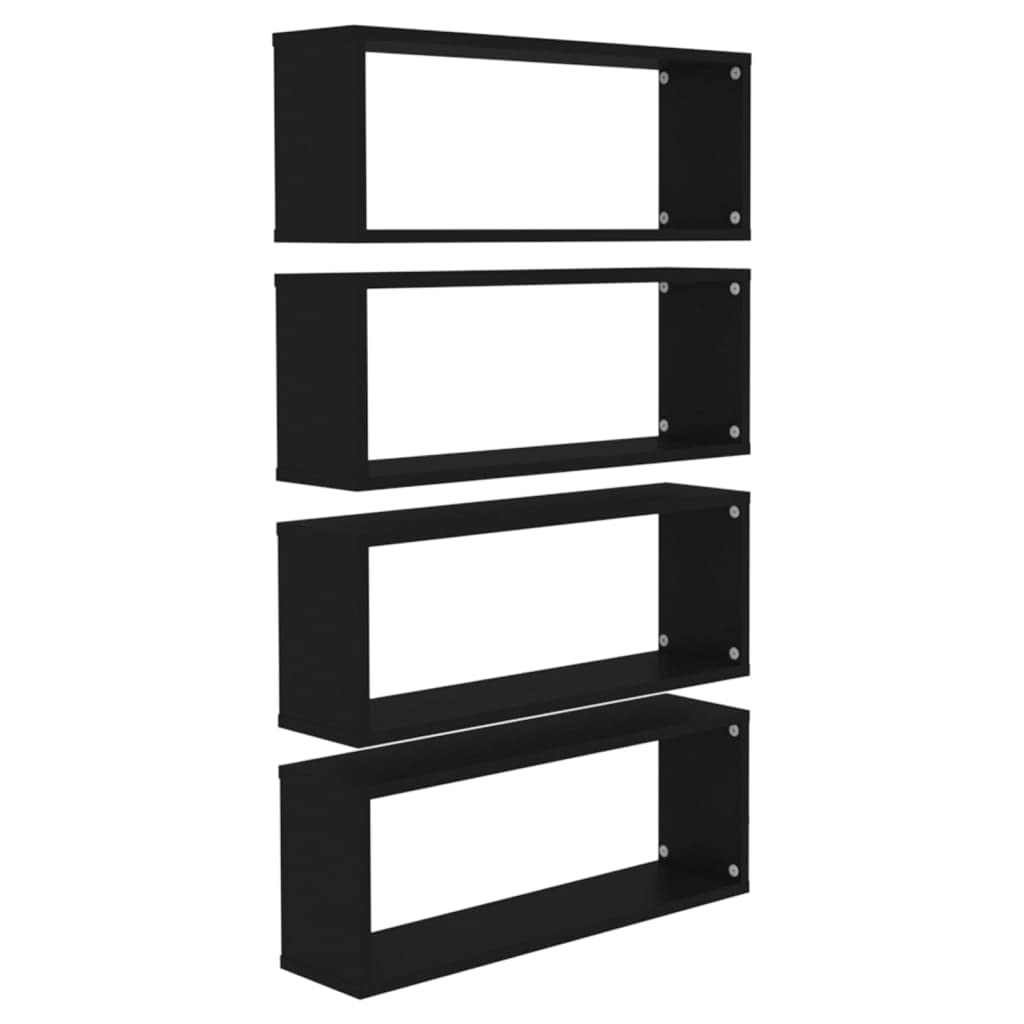 vidaXL Wall Cube Shelves 4 pcs Black 23.6&quot;x5.9&quot;x9.1&quot; Engineered Wood