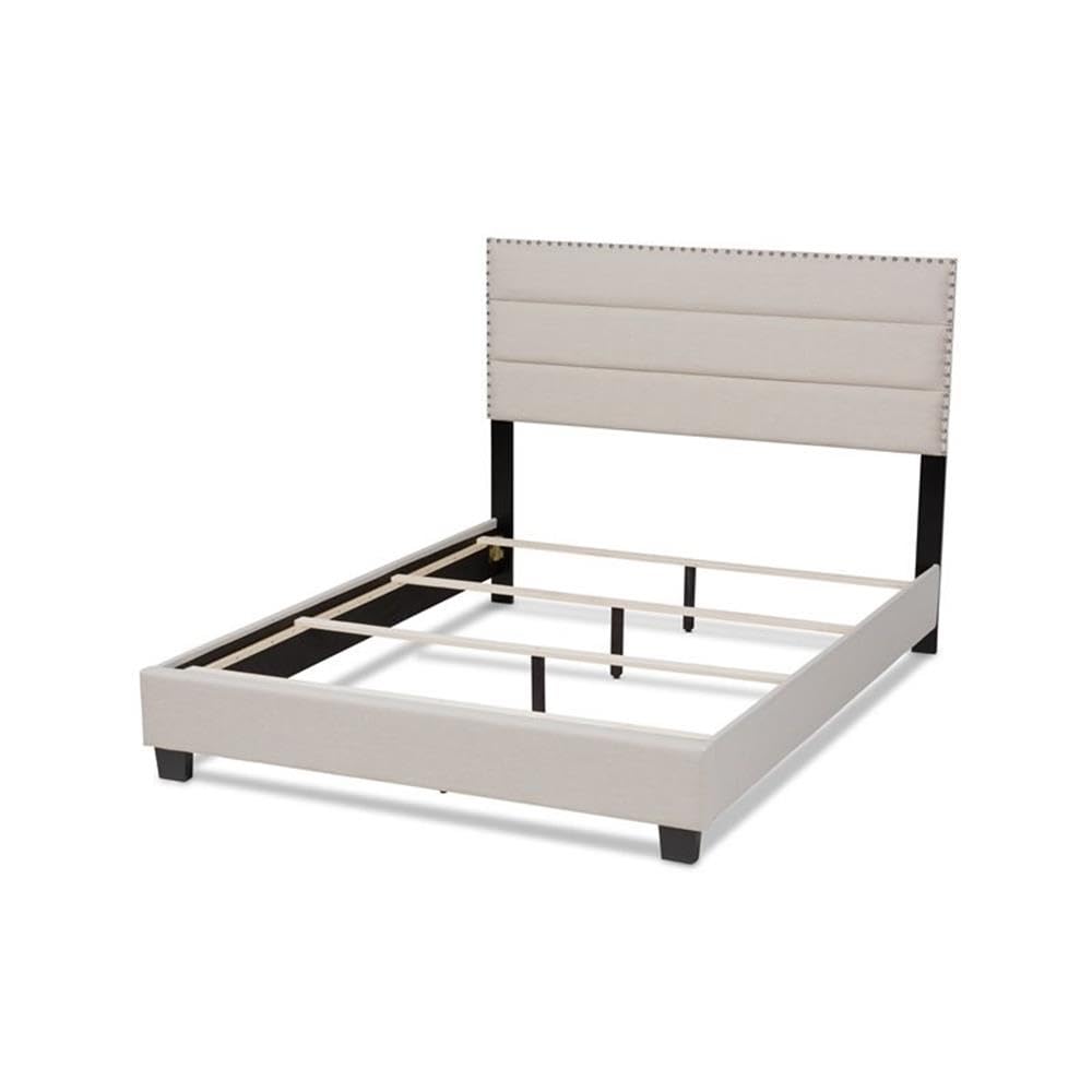 Baxton Studio Ansa Modern and Contemporary Beige Fabric Upholstered Queen Size Bed