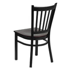 Flash Furniture HERCULES Series Black Vertical Back Metal Restaurant Chair - Mahogany Wood Seat
