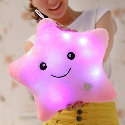 Sofipal Creative Twinkle Star Shaped Plush Pillow, Led Night Light Glowing Cushions Stuffed Toys Gifts For Kids, Decoration (Pin