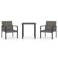 vidaXL Patio Dining Set 3 Piece, Outdoor Dining Set for Garden Yard, Table and Chair for Balcony, Dining Table, Farmhouse Style, Poly Rattan Gray