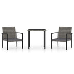 vidaXL Patio Dining Set 3 Piece, Outdoor Dining Set for Garden Yard, Table and Chair for Balcony, Dining Table, Farmhouse Style, Poly Rattan Gray