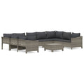 vidaXL Patio Furniture Set 10 Piece, Outdoor Armchair Sofa Ottoman with Cushions, Sectional Conversation Set for Garden Balcony,