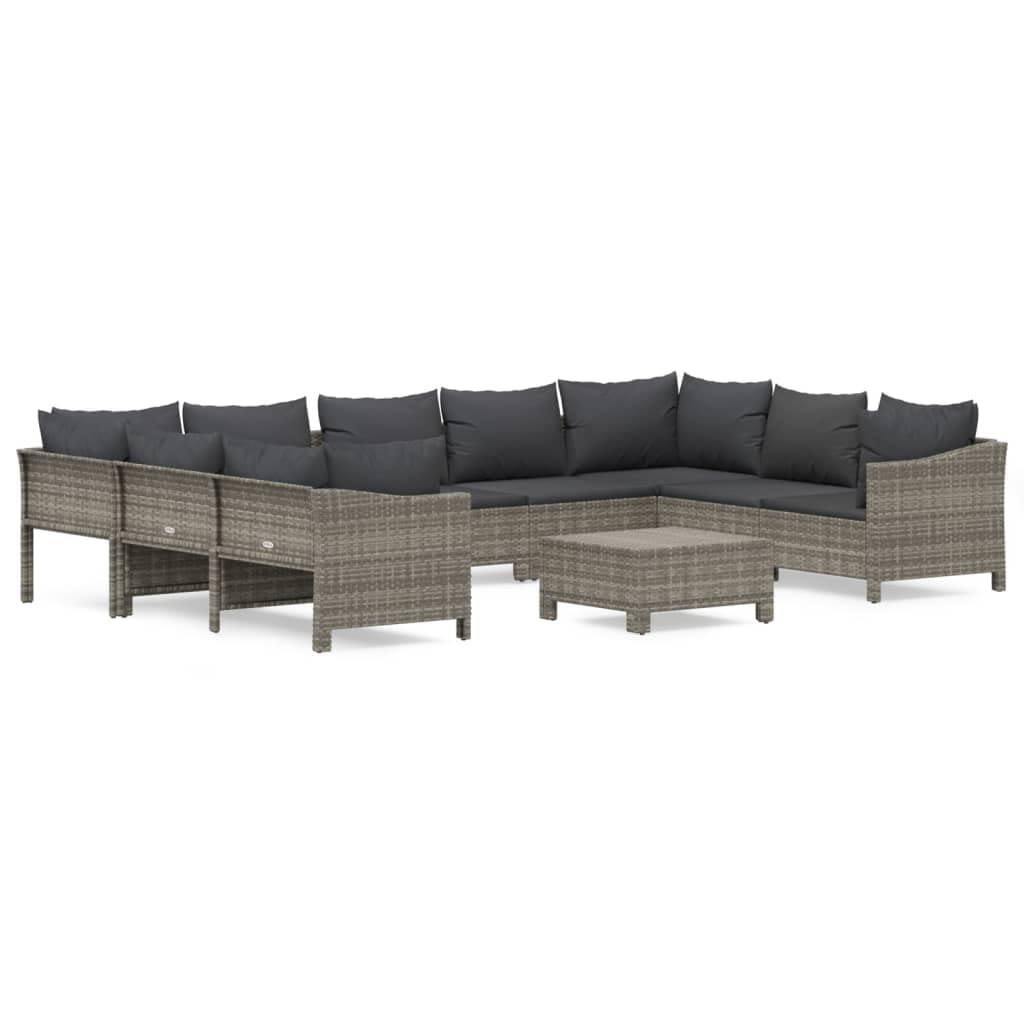 vidaXL Patio Furniture Set 10 Piece, Outdoor Armchair Sofa Ottoman with Cushions, Sectional Conversation Set for Garden Balcony,
