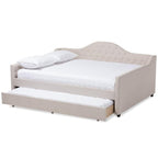 Baxton Studio Eliza Modern and Contemporary Light Beige Fabric Upholstered Queen Size Daybed with Trundle