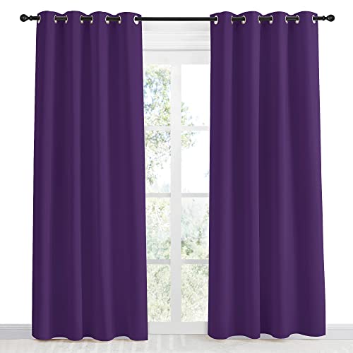 Nicetown Blackout Window Curtain Short, 55W X 86L, Sold Individually, Royal Purple Color, Home Fashion Thermal Insulated Room Darkening Drapery For Bedroom