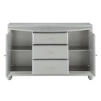 Acme Maverick 3-Drawer Wooden Server with 2 Doors in Platinum White