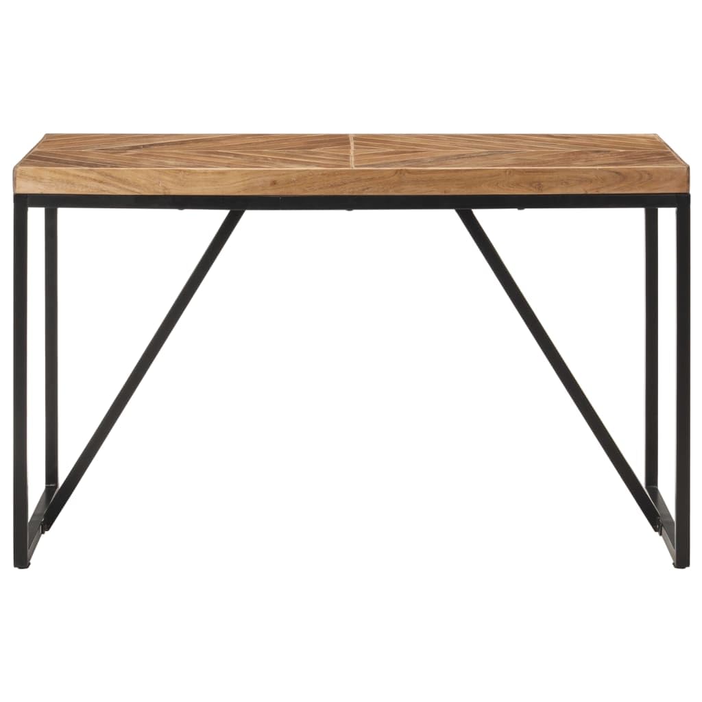 vidaXL Solid Acacia and Mango Wood Dining Table, Industrial Look, Handcrafted with Chevron and Mosaic Design, Stable Steel Legs - 78.7&quot;x35.4&quot;x29.9&quot;, Brown White