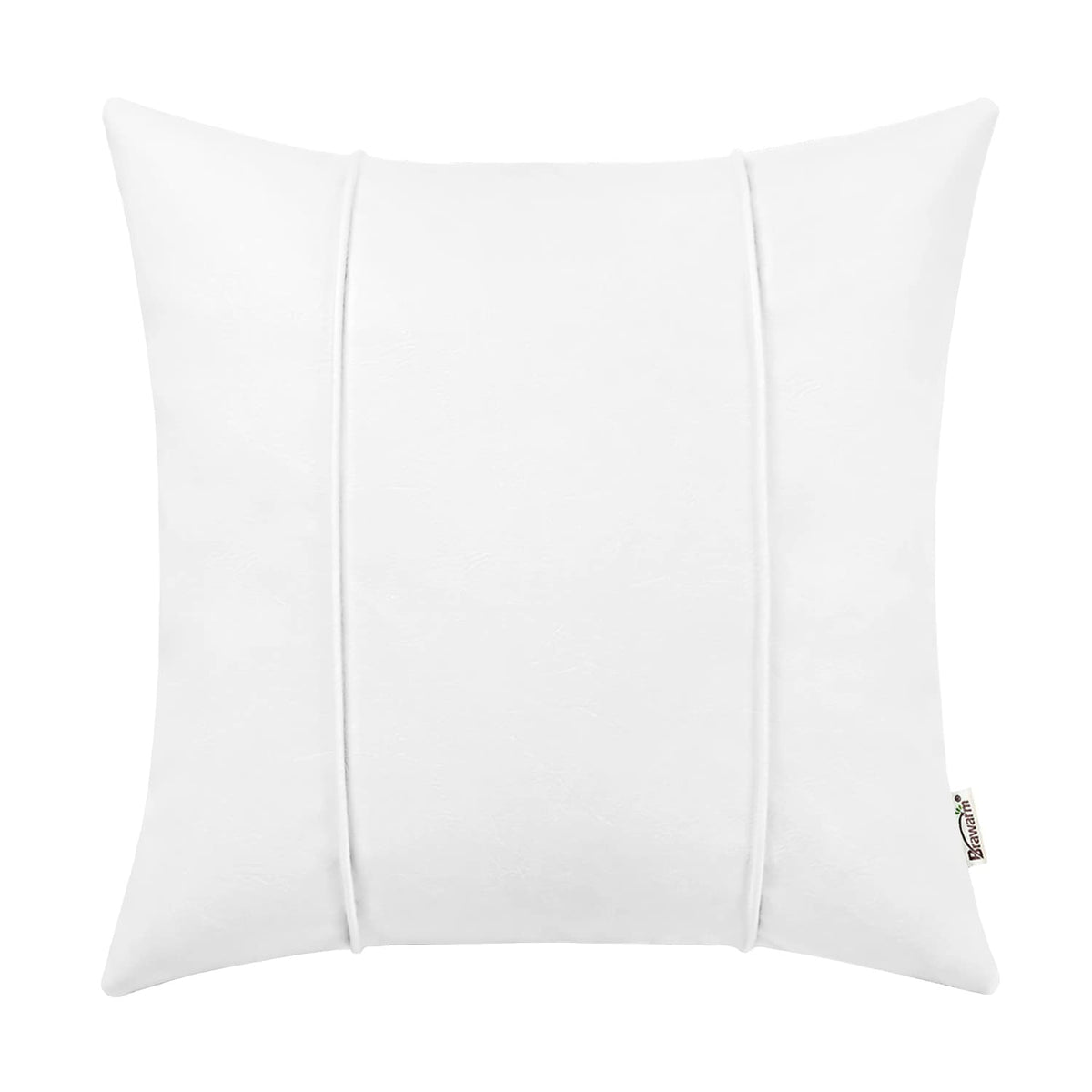 Brawarm White Leather Throw Pillow Covers 22 X 22 Inches - Faux Leather Pillow Cover With Piping, Hand Stitched Leather Throw Pi