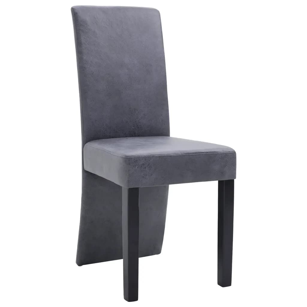 vidaXL Dining Chairs 4 pcs Gray Faux Suede Leather