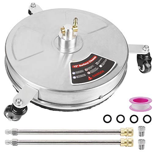 Twinkle Star 15' Pressure Washer Surface Cleaner With 3 Wheels, Stainless Steel Housing & 1/4' Quick Connector, Power Washer A