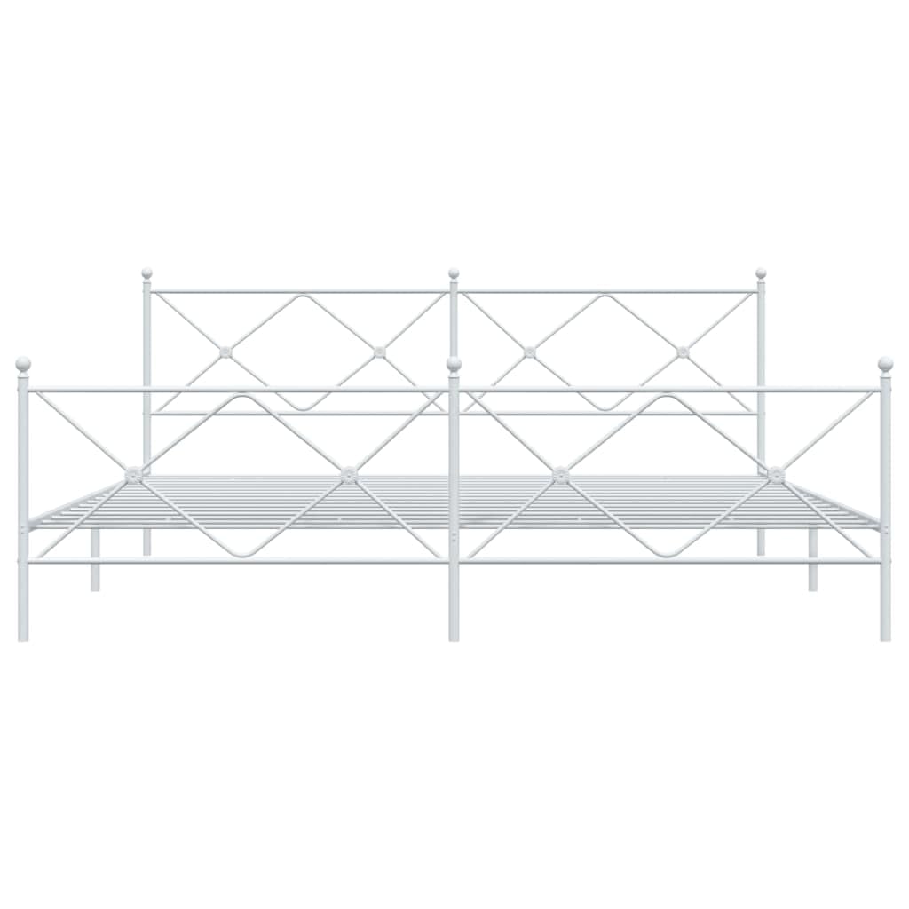vidaXL Elegant Metal Bed Frame with Headboard/Footboard - White, Steel, 81.5x78x35.6 inch for 76x79.9 inch King Mattress