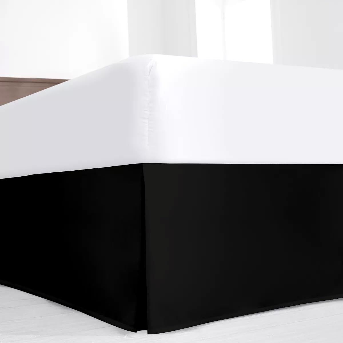 Luxury Pleated Full Bed Skirt With Split Corners - 16 Inch Tailored Drop Easy Fit - Pleated Dust Ruffle - 100% Microfiber Soft,