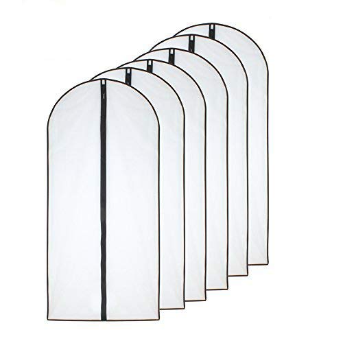 HomeClean Garment Bag (Set of 6) Plastic Garment Bags with Zipper Hanging Clothes Cover Dress Bag for Suits, Coats Closet (24 