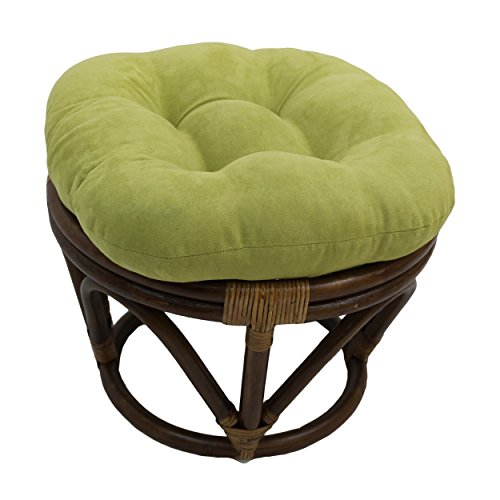 Blazing Needles Solid Microsuede Tufted Round Footstool Cushion, 18&quot;, Mojito Lime