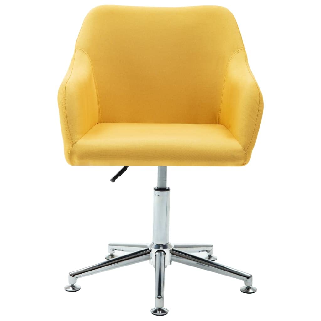 vidaXL - Modern Swivel Dining Chair with Adjustable Height, Wooden Frame and Steel Legs, Suitable for Office and Home Use, Comfortable Thick Padding, Upholstered in Yellow Fabric