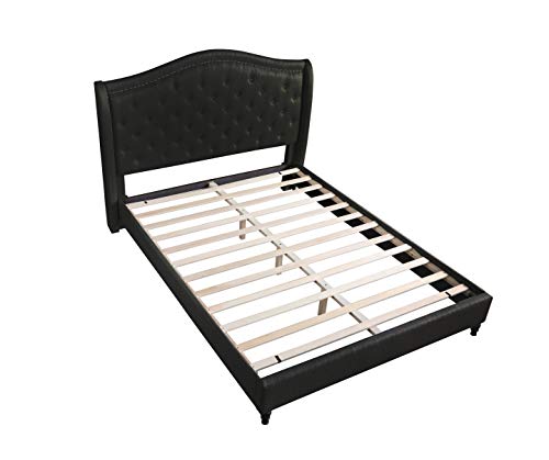 Best Master Furniture Sophie Upholstered Tufted Platform Bed, Black Queen