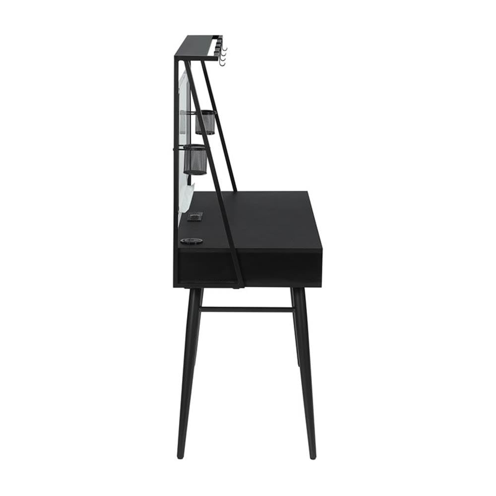 Coaster Home Furnishings Jessie Writing Desk with USB Ports Black and Gunmetal