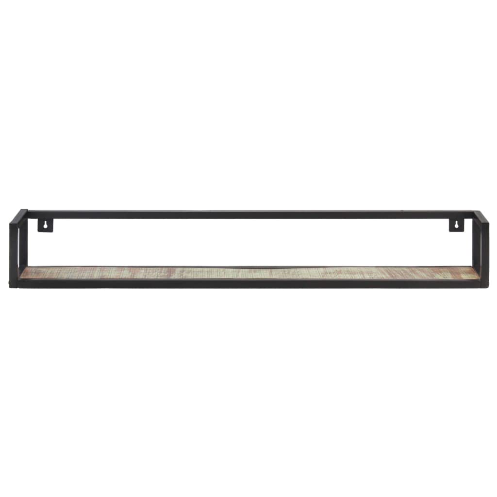 vidaXL 2-Piece Wall Shelf Set - Recycled Solid Reclaimed Wood - Black Iron Frame - Industrial Style - Room Décor & Storage - Easy Assembly
