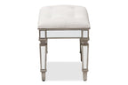 Baxton Studio Marielle Mirrored Vanity Bench in White