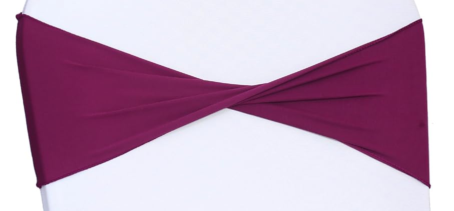 Mds Pack Of 10 Spandex Chair Sashes Bow Sash Elastic Chair Bands Ties Without Buckle For Wedding And Events Decoration Spandex Slider Sashes Bow - Eggplant