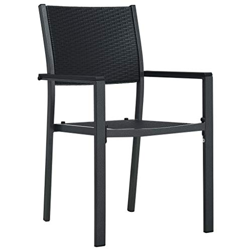 FAMIROSA Garden Chairs 2 pcs Black Plastic Rattan Look