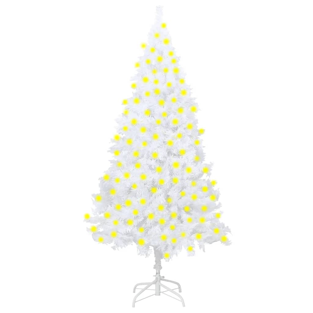 Vidaxl Artificial Christmas Tree With Built-In Led Lights | 82.7&quot; Height | Extra-Thick Branches | Lifelike Pvc Construction | Economical & Reusable | White