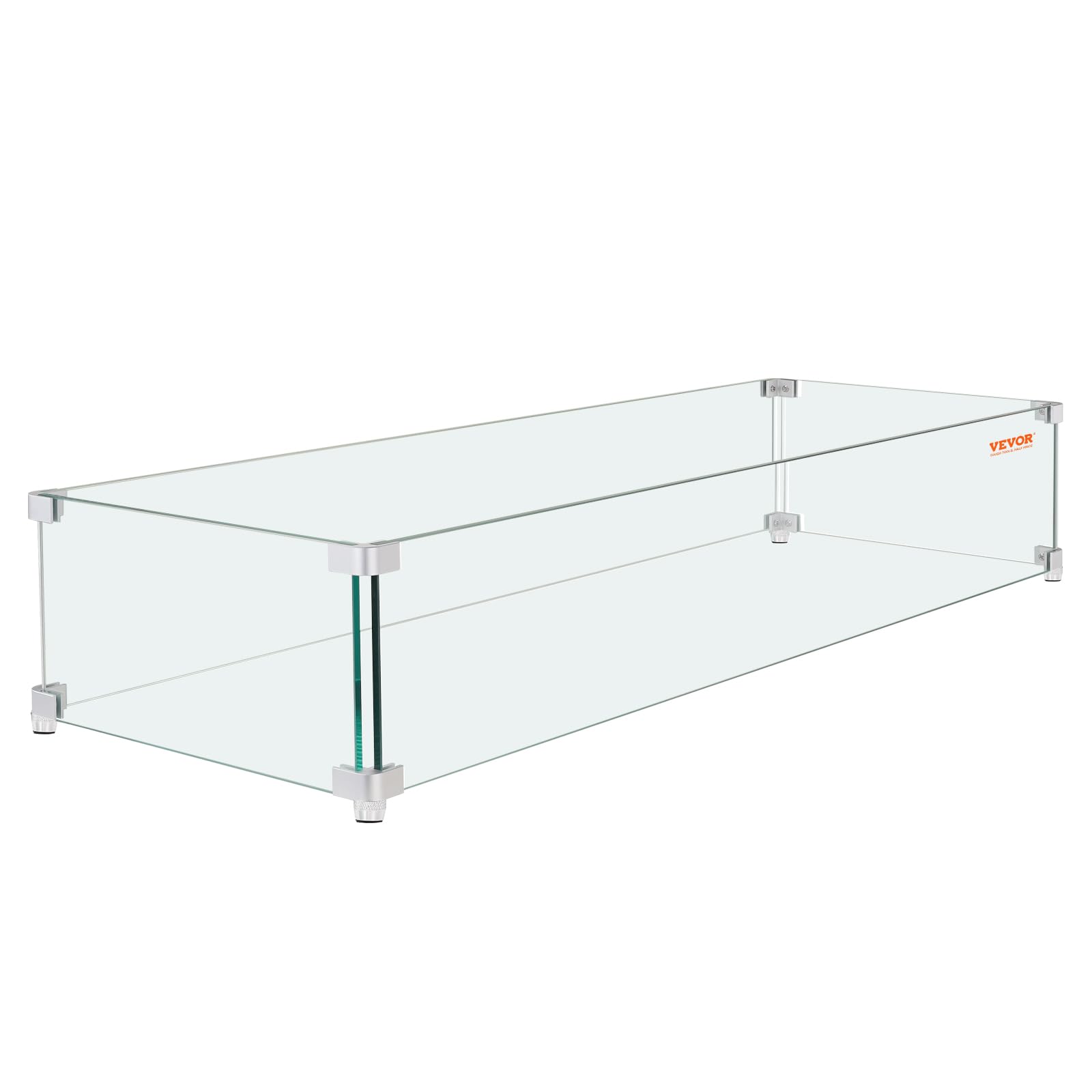 Gas Fire Pit Wind Guard For Square Fire Table, 23.5 X 7.5 X 6.5 Inch Clear Tempered Wind Guard For Firepits, 0.31 Inch Thick Squ