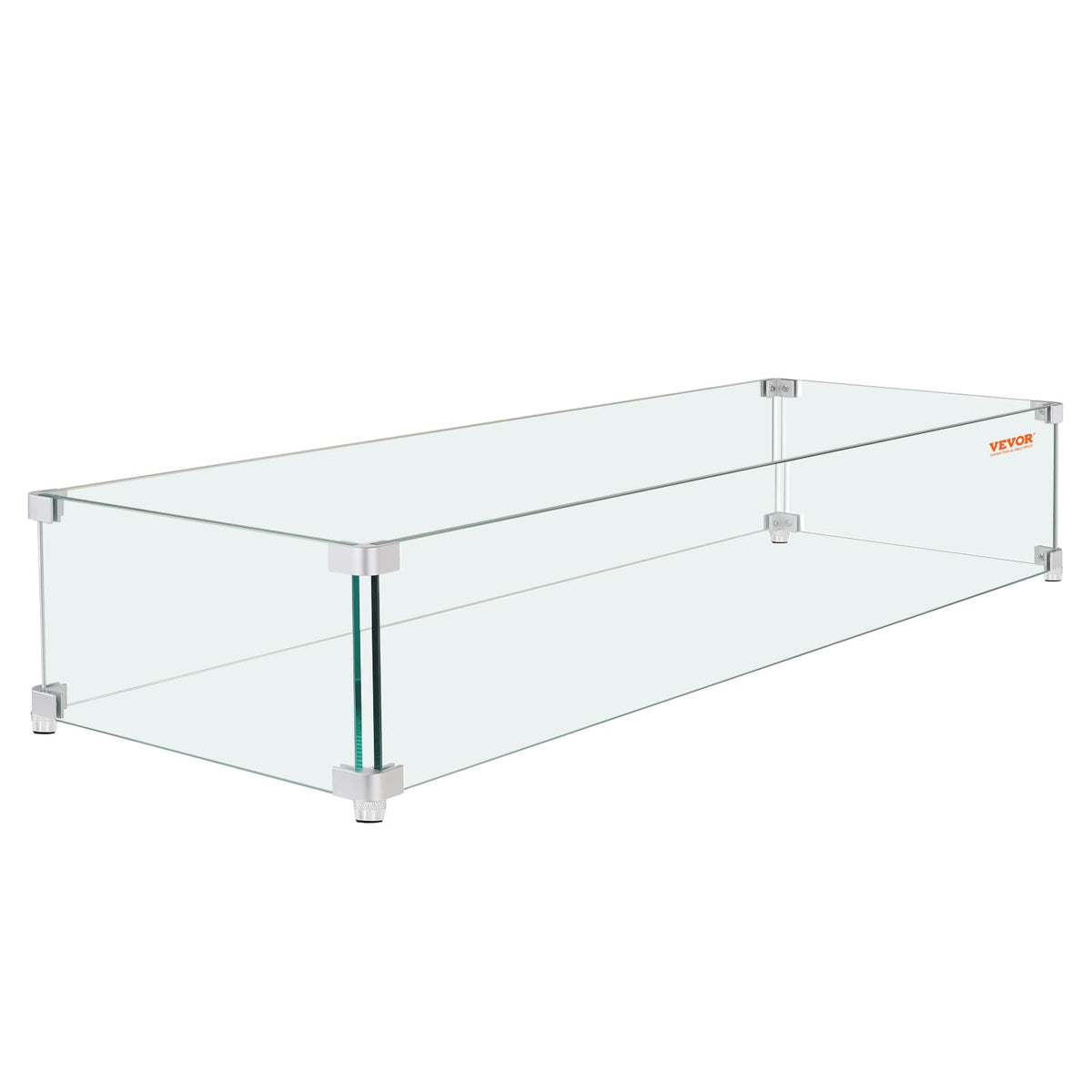 Gas Fire Pit Wind Guard For Square Fire Table, 23.5 X 7.5 X 6.5 Inch Clear Tempered Wind Guard For Firepits, 0.31 Inch Thick Squ