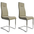 Creative Images Polyurethane Dining Chair, Stainless Steel Silver Base, Set of 2 White Gold White Finish