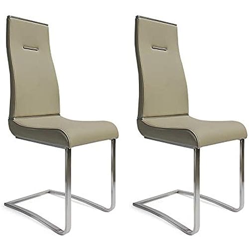 Creative Images Polyurethane Dining Chair, Stainless Steel Silver Base, Set of 2 White Gold White Finish