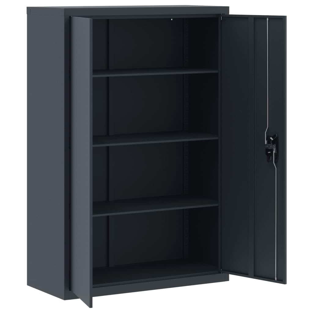 vidaXL Anthracite File Cabinet - Industrial Style, Steel Material, Large Storage Space with Adjustable Shelves, Lockable System for Office