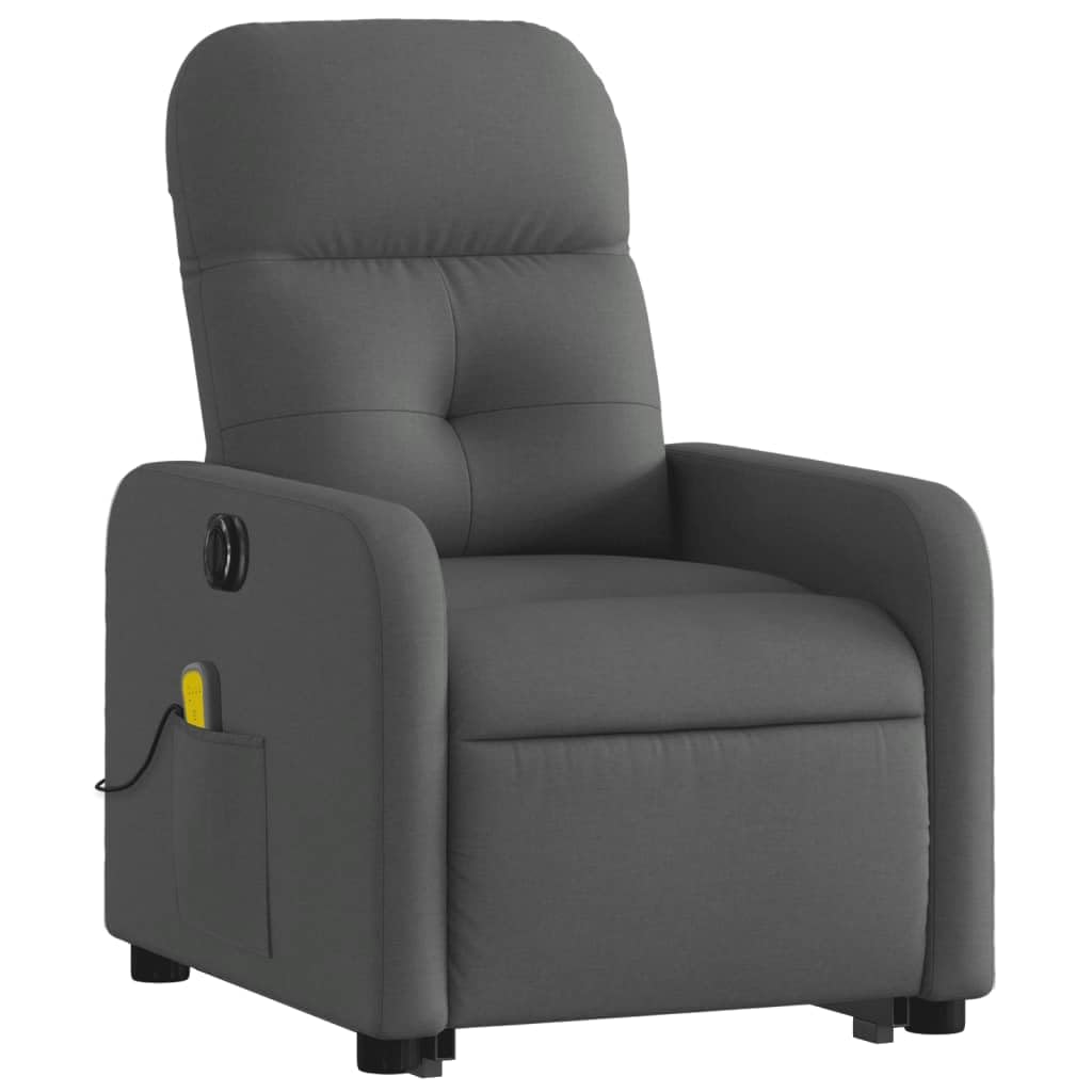 vidaXL Electric Power Lift Massage Recliner Chair - Dark Gray Fabric, Stand Up Assistance, Vibration Massage, Electric Reclining, Comfortable Padding