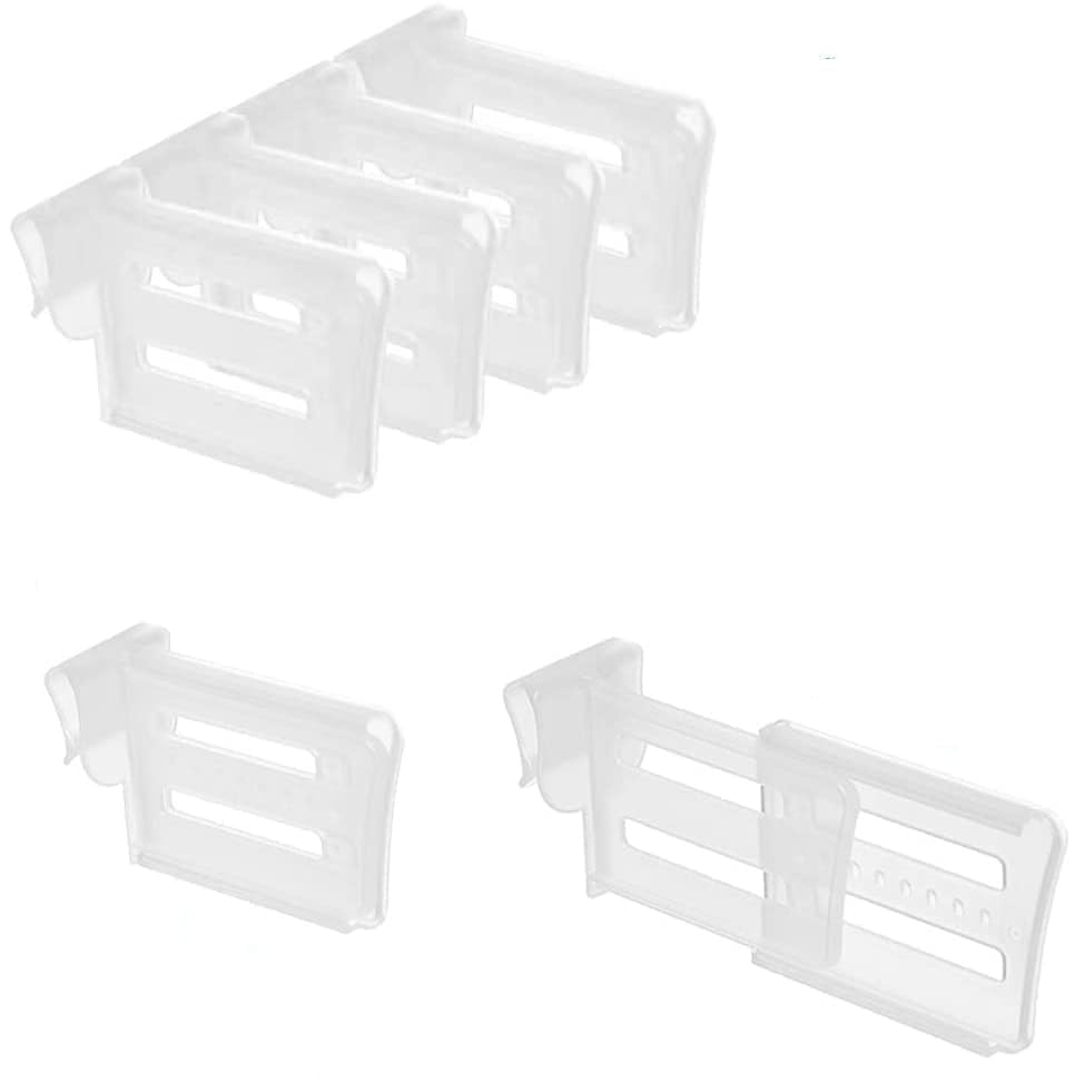 Vroxy 4 Pcs Shelf Divider Telescopic Expandable Fridge Drawers Storage Partition Clips Storage Organiser Space Dividing Bottle F